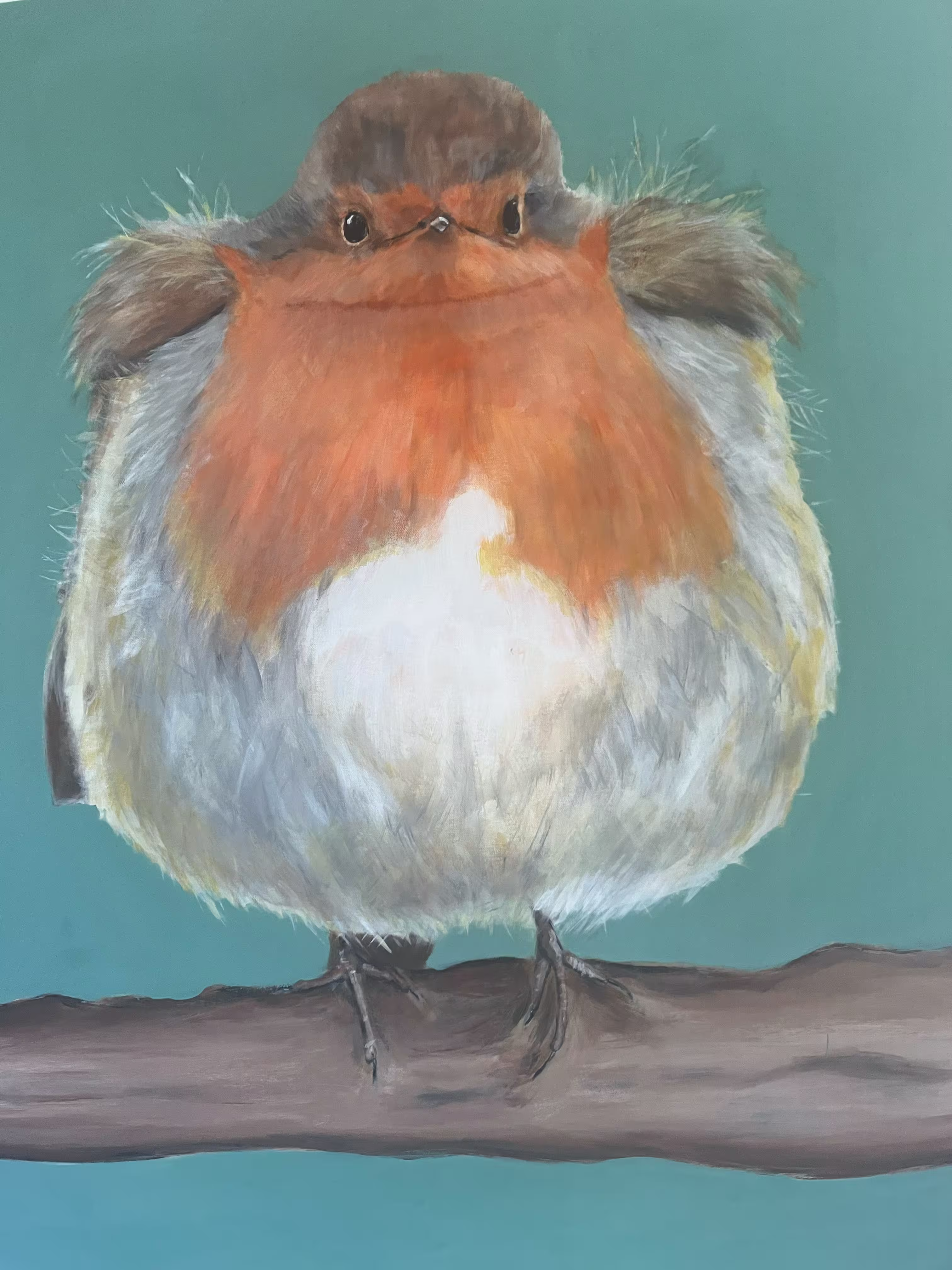 Dikke roodborst - Acryl op canvas Dikke roodborst - Acryl op canvas